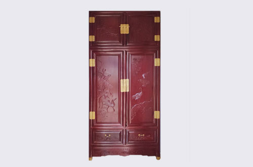万宁高端中式家居装修深红色纯实木衣柜