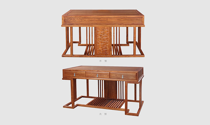 万宁 别墅中式家居书房装修实木书桌效果图