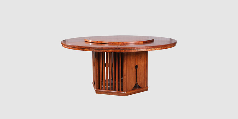 万宁中式餐厅装修天地圆台餐桌红木家具效果图
